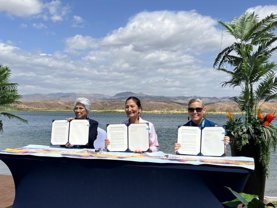 Secretary Haaland and representatives commemorate a historic water rights agreement