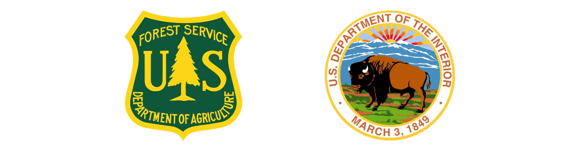 Logos for the U.S. Department of Agriculture Forest Service and U.S. Department of Agriculture