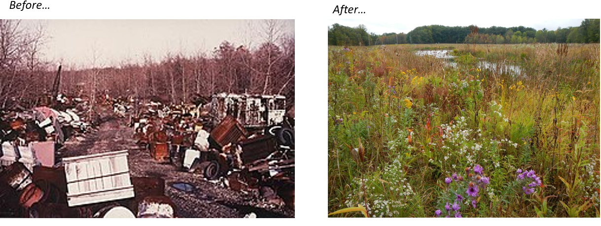 Krejci Dump site before and after remediation with CHF funding