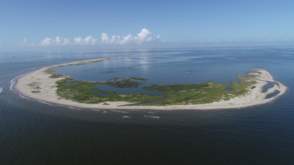 Aerial view of north end of North Breton Island