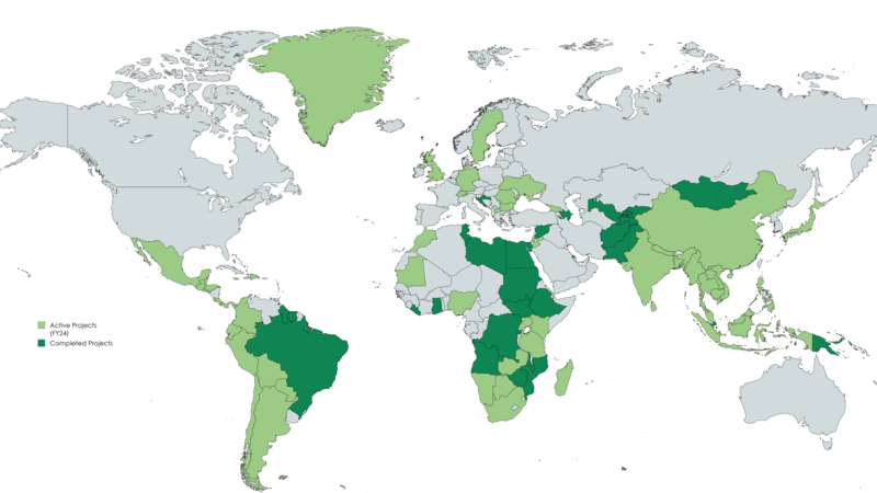 World Map showing where DOI-ITAP has worked