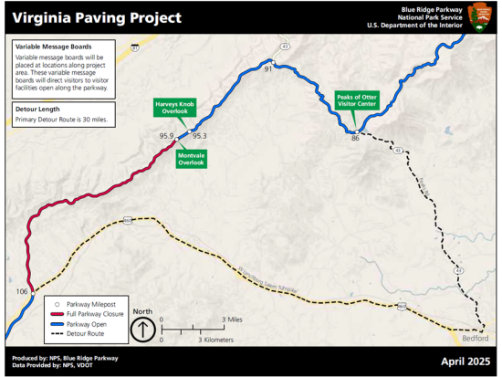 Map depicting the Virginia Paving Project