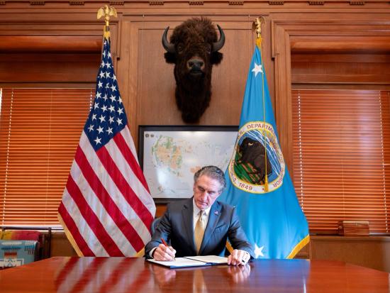 Secretary of the Interior signs an order regarding wind.