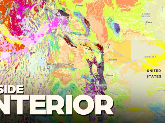 A colorful map of the US shows mineral deposits