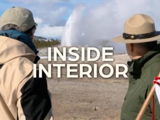 Secretary Burgum watched old faithful erupt