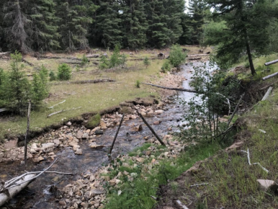 stream flowing through one of the reclaimed mining areas