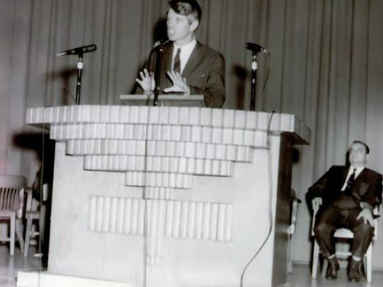 A historical photo of HHS Secretary RFK Jr. at Haskell University