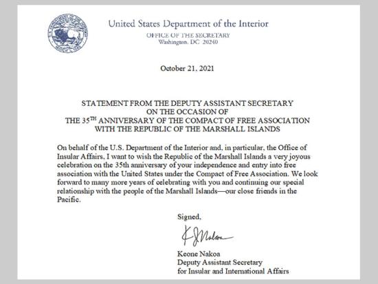 Statement from the Deputy Assistant Secretary on the 35th anniversary