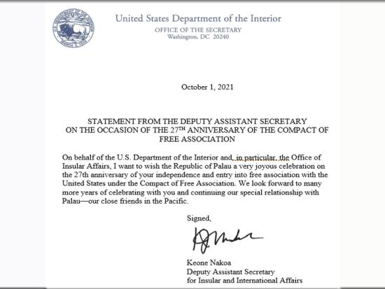 Statement from the Deputy Assistant Secretary photo