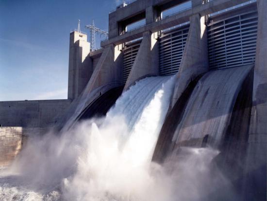 Rushing water from the Davis Spillway.