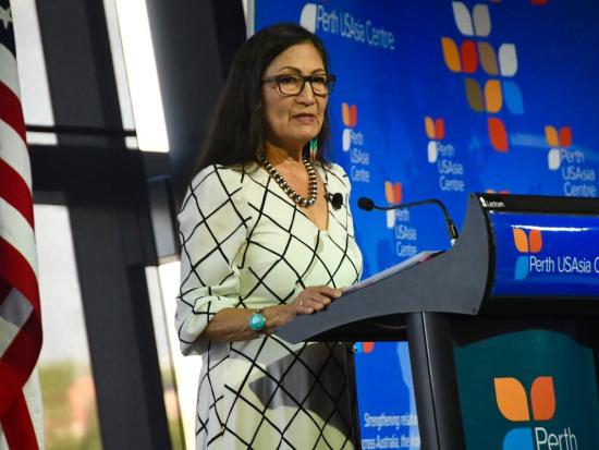Secretary Haaland speaks at a Perth USAsia Centre event