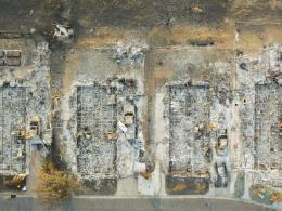 Aerial view of burned homes in the aftermath of the Almeda Fire in Oregon. Photo by Ahturner through Adobe Stock.
