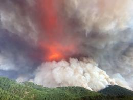 Smoke rising from the 2020 Archie Creek Fire.
