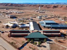 Aerial view of construction work at Many Farms High School campus. Photo credit: TEPA Companies