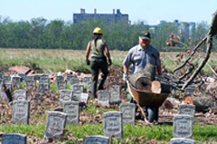 Work being done at the Chalmette National CemeteryCredit: NPS 